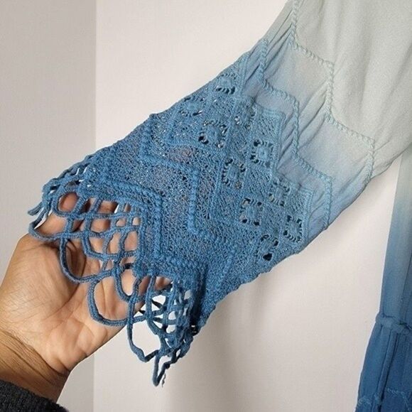 YOUNG FABULOUS & BROKE Blue Sloan Ombré Off-the-shoulder Short Jumpsuit Size S - Picture 7 of 10